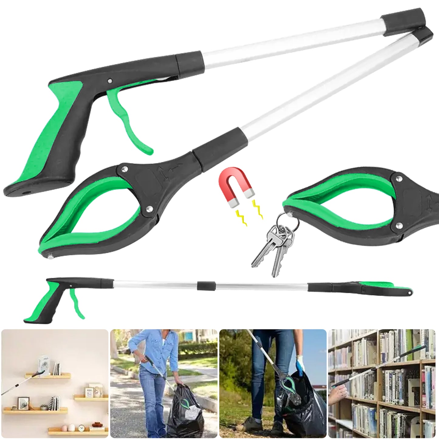 32" Reacher Grabber Tool - Trash Picker & Gripper Stick