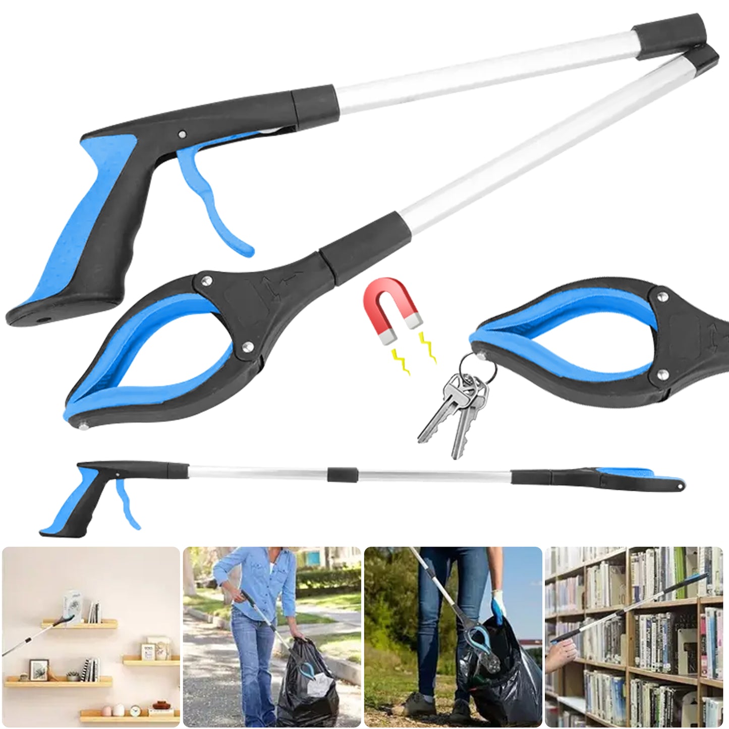 32" Reacher Grabber Tool - Trash Picker & Gripper Stick