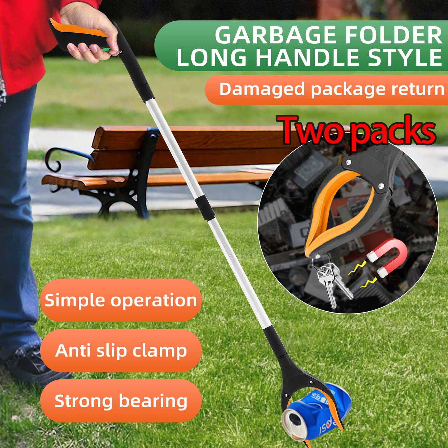 32" Reacher Grabber Tool - Trash Picker & Gripper Stick