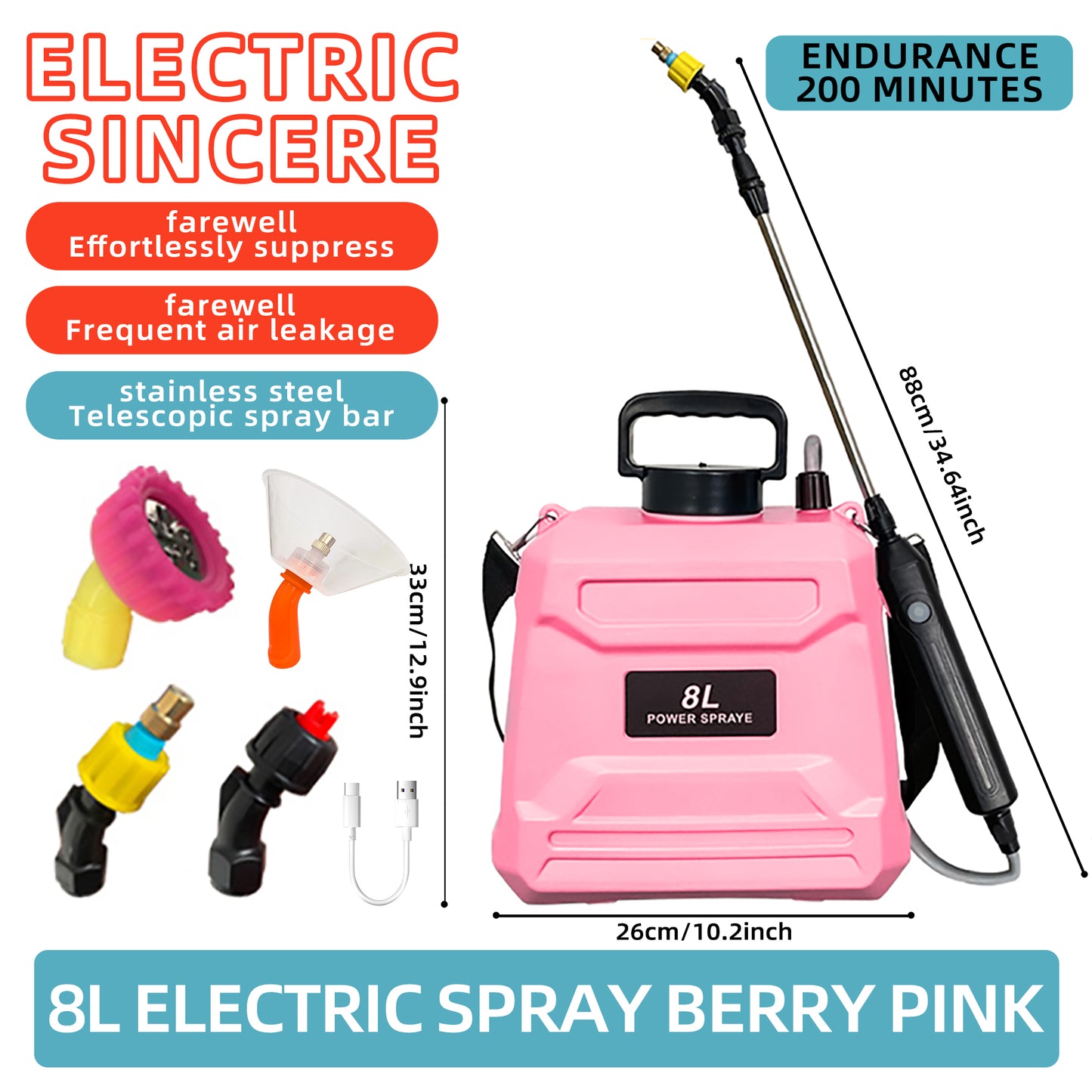 SZTAA 8L Garden Sprayer with Adjustable Shoulder Strap for Lawn,Garden,Cleaning
