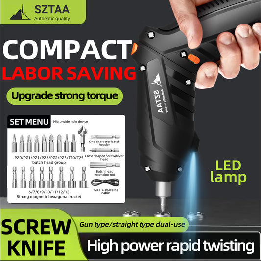 SZTAA 3.6V Cordless Electric Screwdriver Kit - USB-C Charging, 3Nm Torque, 47-Piece Bits w/Built-in LED Light & Compact Case Home Improvement blck