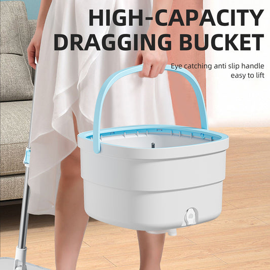 SZTAA 360° Spin Mop & Dual-Bucket System w/ 5 Washable Microfiber Pads