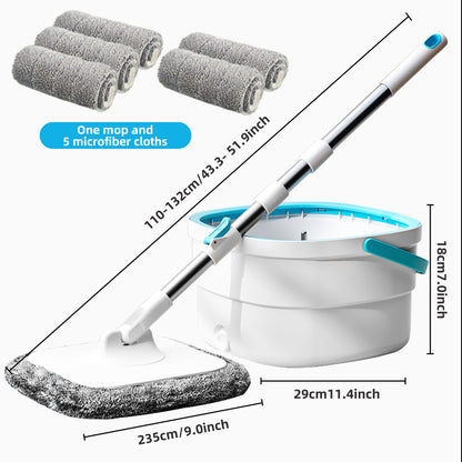SZTAA 360° Spin Mop & Dual-Bucket System w/ 5 Washable Microfiber Pads