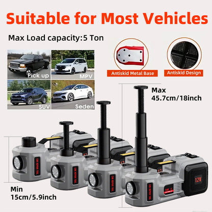 3-in-1 Electric Car Jack with Air Compressor & Emergency Hammer