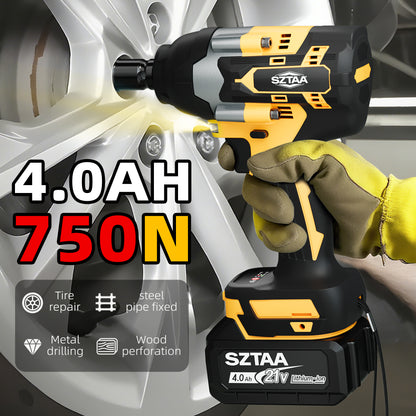 SZTAA Wireless Impact Wrench, 1/2 Inch Brushless Power Impact Driver, Torque 750