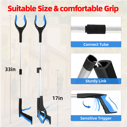 32" Reacher Grabber Tool - Trash Picker & Gripper Stick