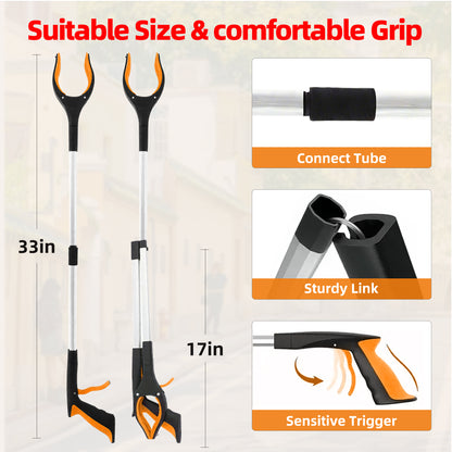 32" Reacher Grabber Tool - Trash Picker & Gripper Stick