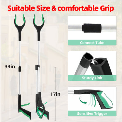 32" Reacher Grabber Tool - Trash Picker & Gripper Stick