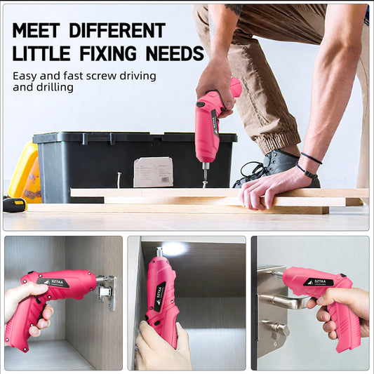 SZTAA 3.6V Cordless Electric Screwdriver Kit - USB-C Charging, 3Nm Torque, 47-Piece Bits w/Built-in LED Light & Compact Case Home Improvement
