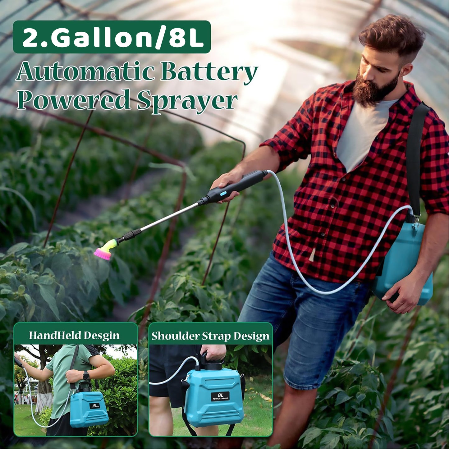 5L Electric Sprayer, Powerful Electric Sprayer, 3 Spray Nozzles, Rechargeable,Shoulder Style Electric Sprayer