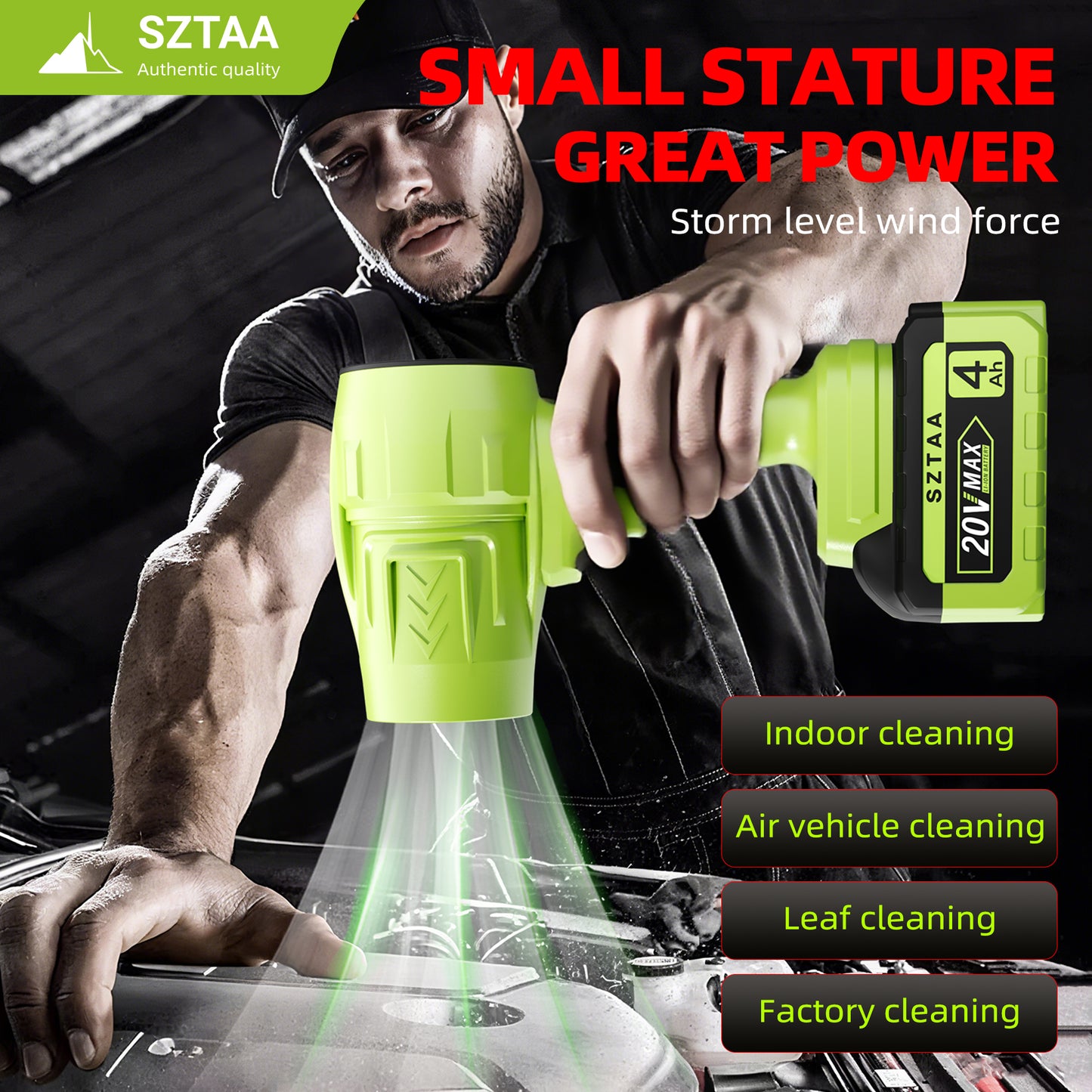 Power Cordless Leaf Blower 20V，1 Battery Handheld for Yard, Lawn, Driveway & Snow,260 CFM/76 MPH Air Speed,Variable Speed, Lightweight