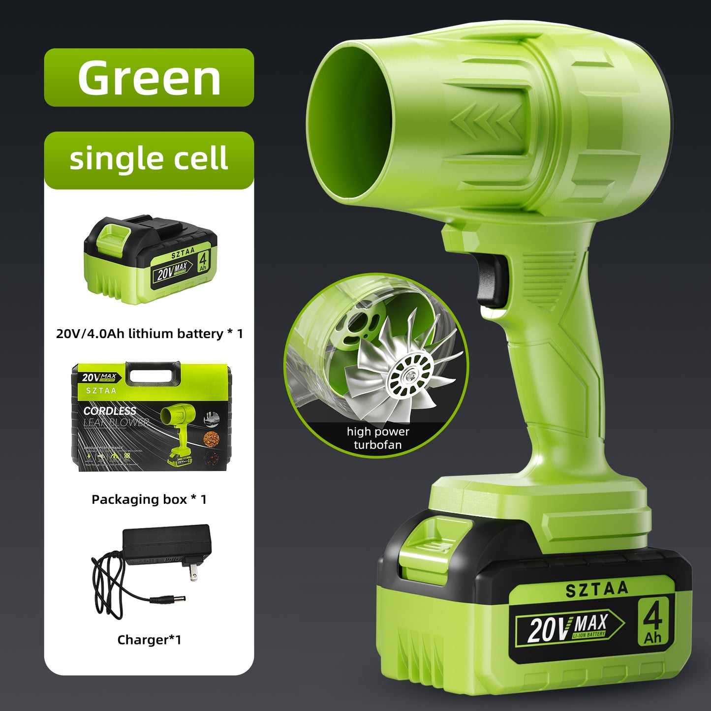 Power Cordless Leaf Blower 20V，1 Battery Handheld for Yard, Lawn, Driveway & Snow,260 CFM/76 MPH Air Speed,Variable Speed, Lightweight