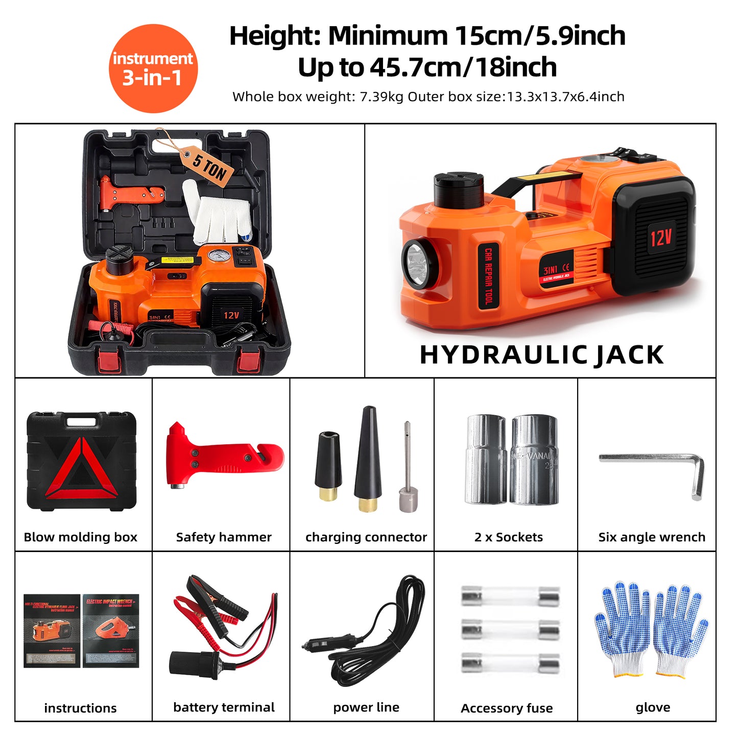 SZTAA 5 Ton Electric Car Jack Lift