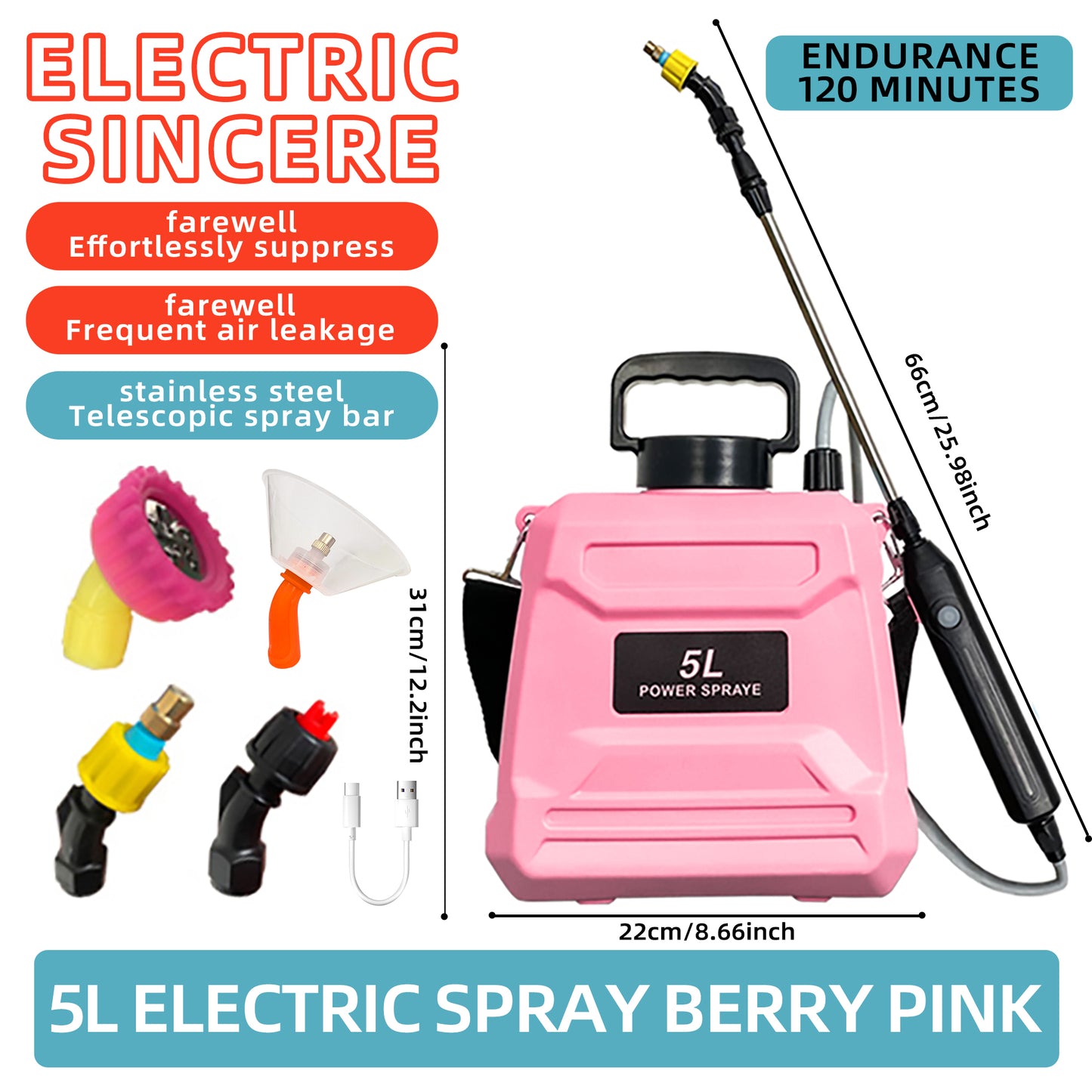 SZTAA Garden Sprayer with Adjustable Shoulder Strap for Lawn,Garden,Cleaning 5L